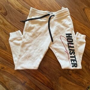 Hollister Kids White Jogger Pants with Black Drawstring